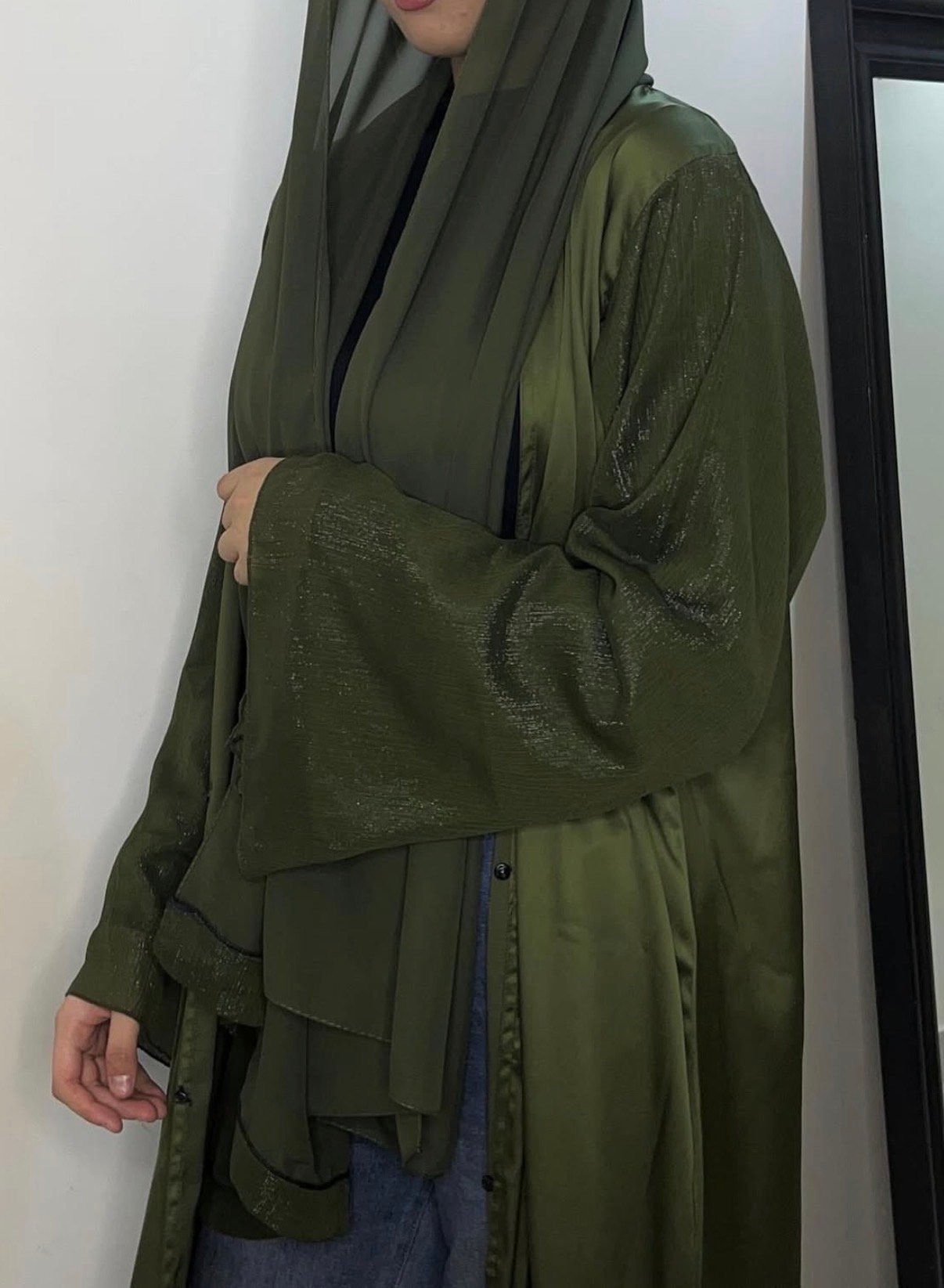 عبايه الاورغنزا لون زيتي - الصورة 2