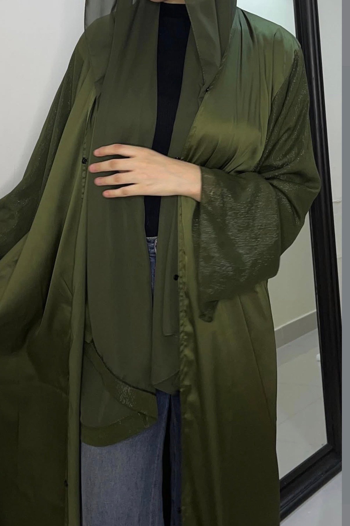 عبايه الاورغنزا لون زيتي - الصورة 3
