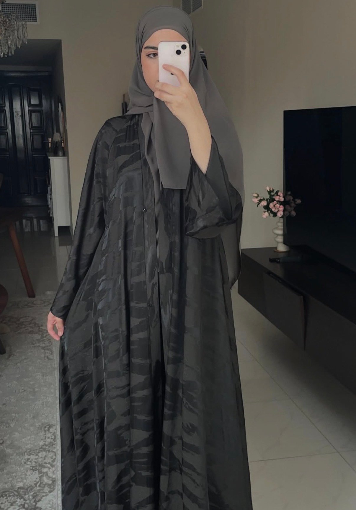 عبايه غيمه لون زيتي - الصورة 4