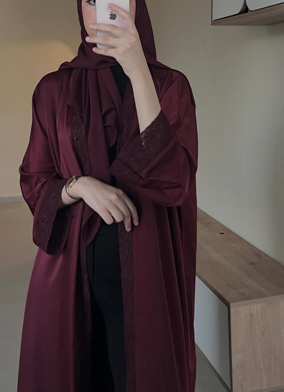 عبايه كشخه لون برغندي - الصورة 5